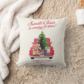 ビンテージ レッド トラック サンタクロース クッション (ブランケット)