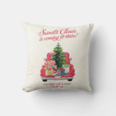 ビンテージ レッド トラック サンタクロース クッション (正面)