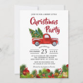 ビンテージ レッド プライド クリスマス トラック クリスマス パーティー 招待状 (正面)
