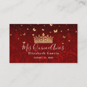 ビンテージ レッド ローズ ゴールド クラウン エレガント エスコート プレイスカード (裏面)