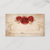 ビンテージ レッド ローズ ゴールド クラウン エレガント エスコート プレイスカード (正面)