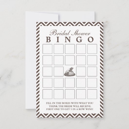 ビンテージ レディ ハット シェブロン ブライダル シャワー ビンゴ カード (正面)