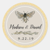 ビンテージ・レトロ風 結婚式 ウェディング ラウンドシール (正面)
