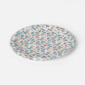 ビンテージ レトロ飛行機柄 ペーパープレート (アングル)