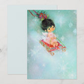 ビンテージ レトロ クリスマス エンジェル スレッジ ホリデー (正面/裏面)