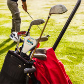 ビンテージ レトロ ゴルフカート かわいい 青 モノグラム入り ゴルフヘッドカバー