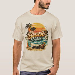 ビンテージ・レトロ・サンセット・トロピカルビーチの雰囲気 Tシャツ