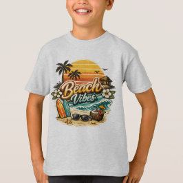 ビンテージ・レトロ・サンセット・トロピカルビーチ Tシャツ