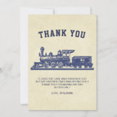 ビンテージ レトロ トレイン キッズ バースデーパーティー サンキューカード (正面)