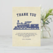 ビンテージ レトロ トレイン キッズ バースデーパーティー サンキューカード (スタンド正面)