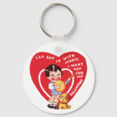 ビンテージ レトロ バレンタインデー,少年 ミュージック バンジョー キーホルダー (裏面)