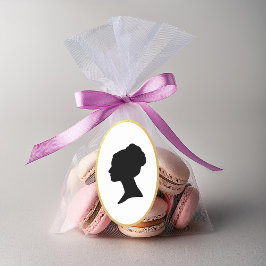 ビンテージ レージェンシー時代の女性のプロフィール シルエット 偽の金 楕円形シール