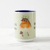 ビンテージ ロビン 鳥 フラワー コテージコア コーヒー マグカップ (中央)