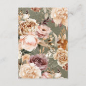 ビンテージ ロマンティック チャページュベージュ＆セージ フローラル エンクロージャーカード (裏面)