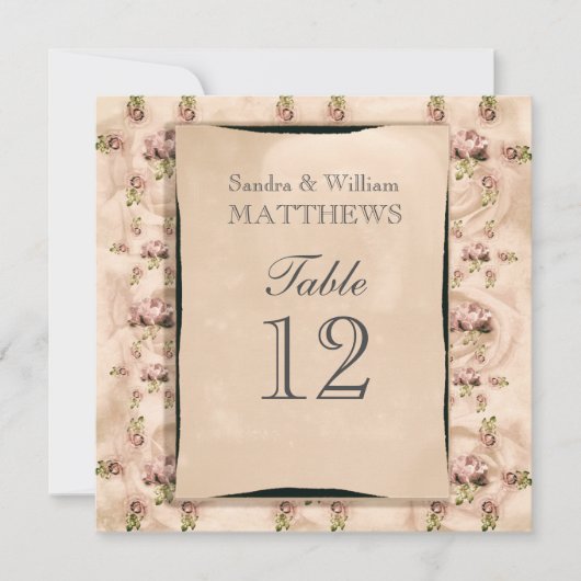 ビンテージ ローズ セーブ テーブル ナンバー 招待状 (正面)