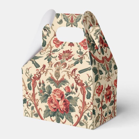 ビンテージ ローズ & バード パターン ロマンティック アールヌーヴォー フェイバーボックス (正面サイド)