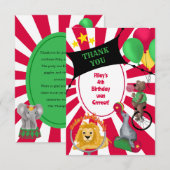 ビンテージ ワイルド サーカス アニマル プライマリー カラー サンキューカード (正面/裏面)