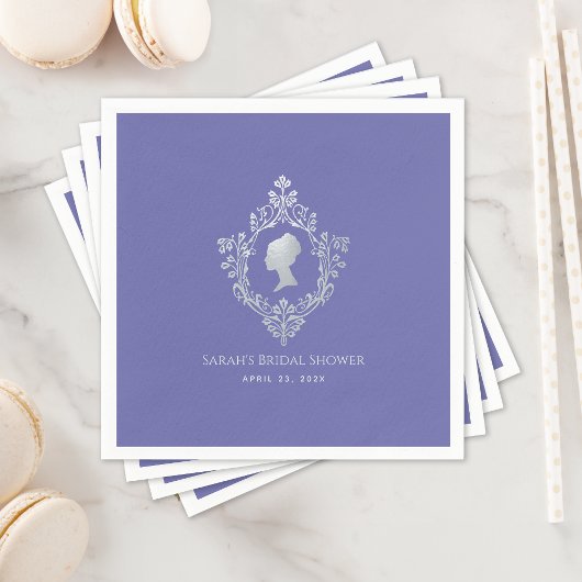 ビンテージ ヴィオレット リージェンシー レディ イン クレスト ブライダル シャワー スタンダードカクテルナプキン