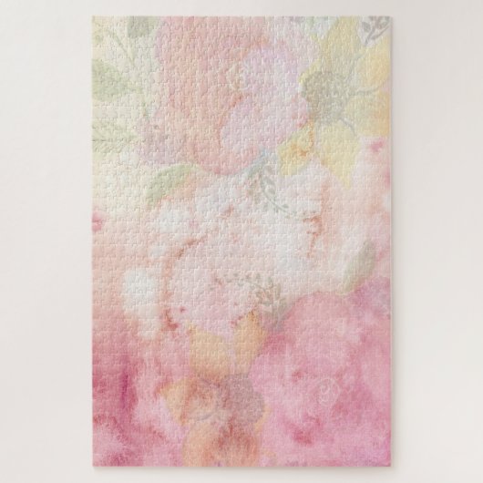 ビンテージ ヴィクトリアン インディゴ ダマスク ペイズリー フローラル ジグソーパズル (縦)