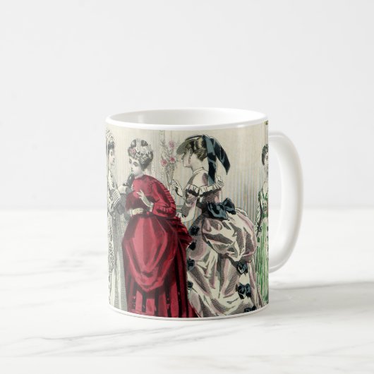 ビンテージ ヴィクトリアン ウェディング パーティー ブライダル ポートレート コーヒーマグカップ (正面右)