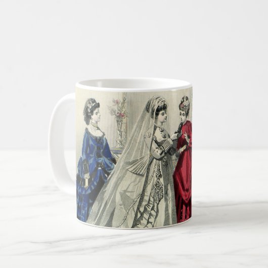 ビンテージ ヴィクトリアン ウェディング パーティー ブライダル ポートレート コーヒーマグカップ (正面左)