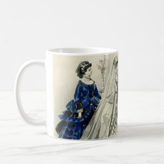 ビンテージ ヴィクトリアン ウェディング パーティー ブライダル ポートレート コーヒーマグカップ (左)