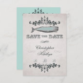 ビンテージ ヴィクトリアン クジラ ビーチ ウェディング セーブザデート (正面/裏面)