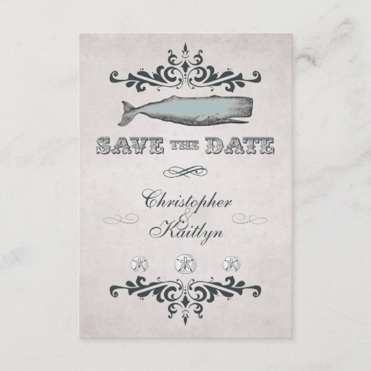 ビンテージ ヴィクトリアン クジラ ビーチ ウェディング セーブザデート (正面)