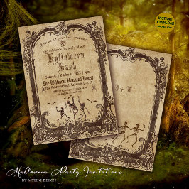 ビンテージ ヴィクトリアン ゴシック ハロウィンパーティー 招待状