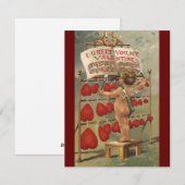 ビンテージ ヴィクトリアン バレンタインデー、キューピッドとハート シーズンカード (正面/裏面)