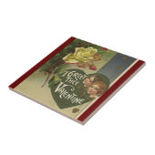 ビンテージ ヴィクトリアン バレンタインデー、少女とバラ タイル (側面)