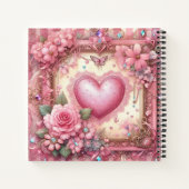 ビンテージ ヴィクトリアン バレンタイン フラワーハート オーダーメイド ノートブック (裏面)