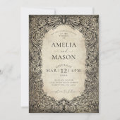 ビンテージ ヴィクトリアン フェアリーテイル スクロール ウェディング 招待状 (正面)