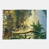 ビンテージ ヴィクトリアン フォークアート、ヒドリーのノアの箱舟 キッチンタオル (横)