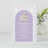 ビンテージ ヴィクトリアン ブライダル シャワー パステル ライラック 招待状 (スタンド正面)