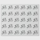 ビンテージ ヴィクトリアン ポケットウォッチ ラインアート ラッピングペーパー (フラット)