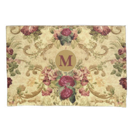 ビンテージ ヴィクトリアン モーブ ローズ ゴールド タペストリー 枕カバー