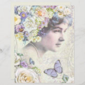 ビンテージ ヴィクトリアン レディ デコパージュ スクラップブック ペーパー (正面/裏面)