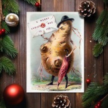 ビンテージ ヴィクトリアン 奇妙なクリスマスカード