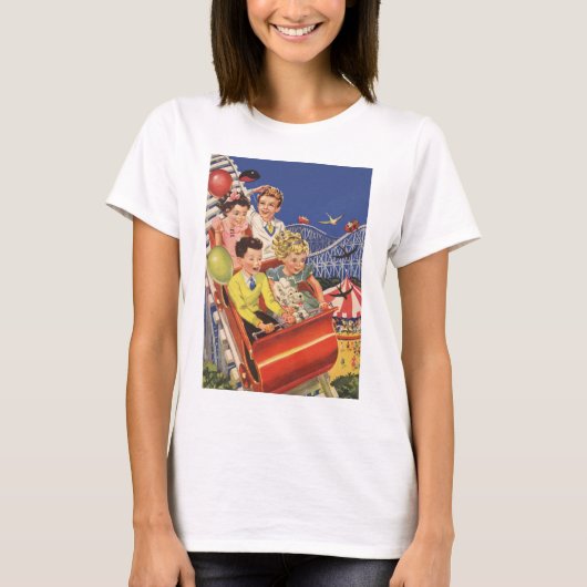 ビンテージ 子供 風船 犬 ローラーコースター Tシャツ (正面)