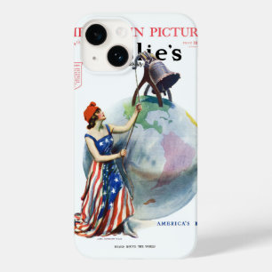 ビンテージ 愛国的なレディ・リバティ・マガジン表紙アート Case-Mate iPhone 14ケース