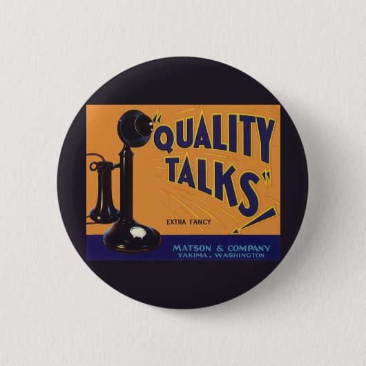 ビンテージ 果物箱ラベル アート, オールドファッションの電話 缶バッジ (正面)