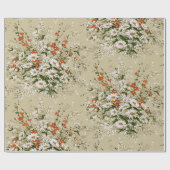 ビンテージ 水彩画の野生の花 ダイシーの花束 ベージュ ラッピングペーパー (フラット)