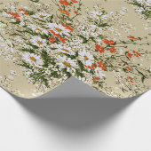 ビンテージ 水彩画の野生の花 ダイシーの花束 ベージュ ラッピングペーパー (角)
