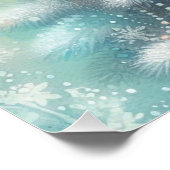 ビンテージ 水彩画 クリスマスツリーとオーナメント ポスター (コーナー)
