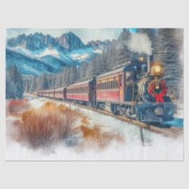 ビンテージ 水彩 クリスマス 列車 手工芸 薄葉紙
