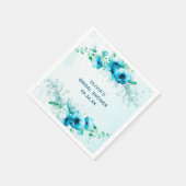 ビンテージ 水彩 ブルー 花の ブライダル シャワー スタンダードカクテルナプキン (角)