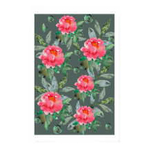 ビンテージ 水彩 花 フラワーアート ピンクの芍薬