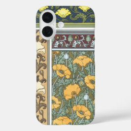 ビンテージ 花卉 アールヌーボー ポピー 花 iPhone 16ケース