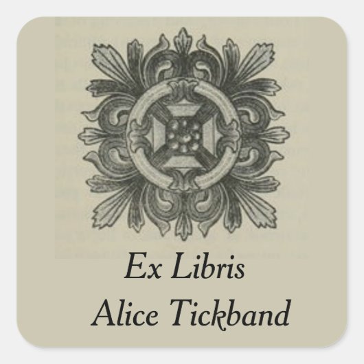 ビンテージ 葉のデザイン スクエア ブックプレート スクエアシール (正面)